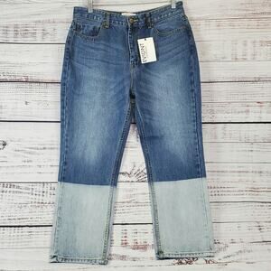 EVIDNT Los Angelos Malibu Crop Jeans Sz 30 Dip Dyed Two Toned Capri NWT Festival
